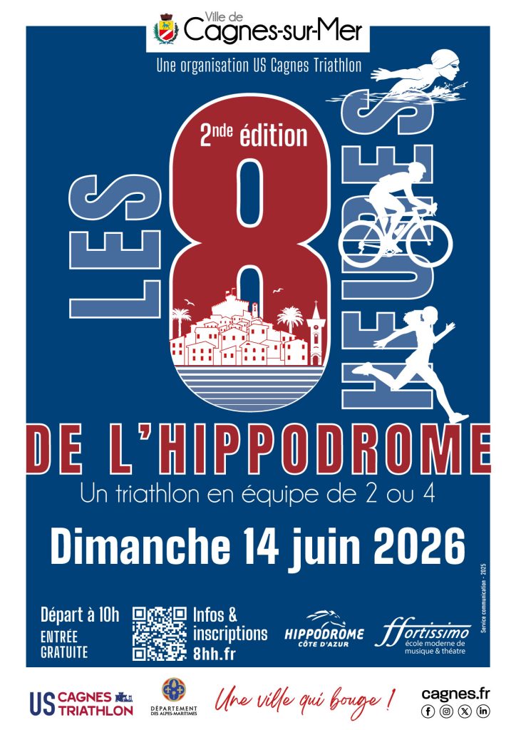 Les 8 heures de l'hippodrome - 2nde édition - Le dimanche 14 juin 2026 - Triathlon de Cagnes-sur-Mer 2026