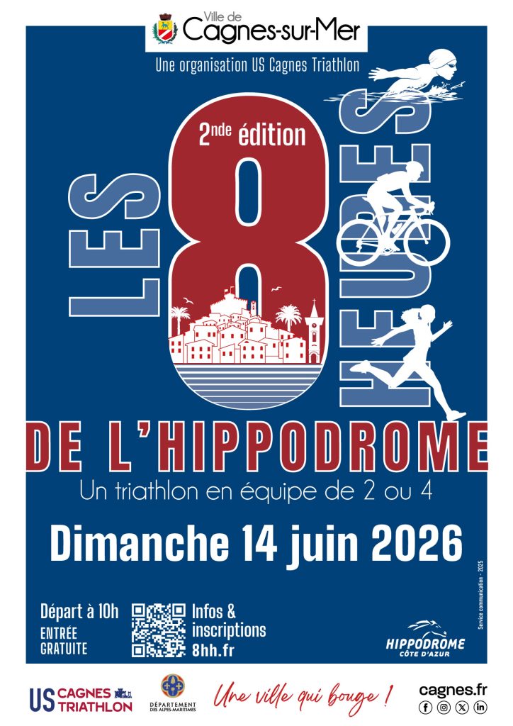 Les 8 heures de l'hippodrome - 2nde édition - Le dimanche 14 juin 2026 - Triathlon de Cagnes-sur-Mer 2026